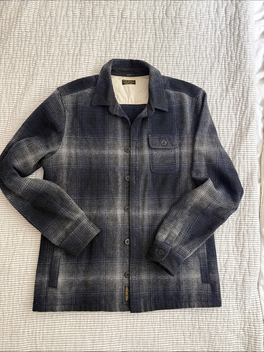 AllSaints Dark Gray Plaid Shirt Jacket